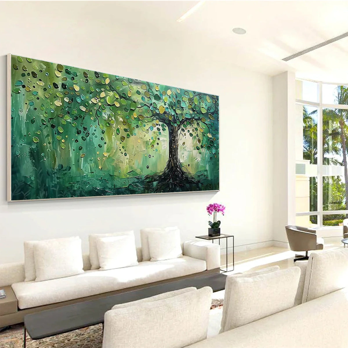 Abstract Flower And Tree Textured Canvas Art #FT068