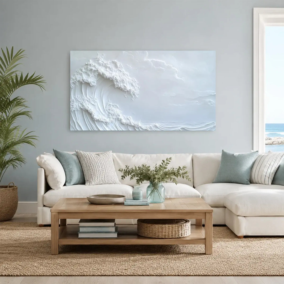 Ocean And Sky Minimalist Textured Wall Art #OS047