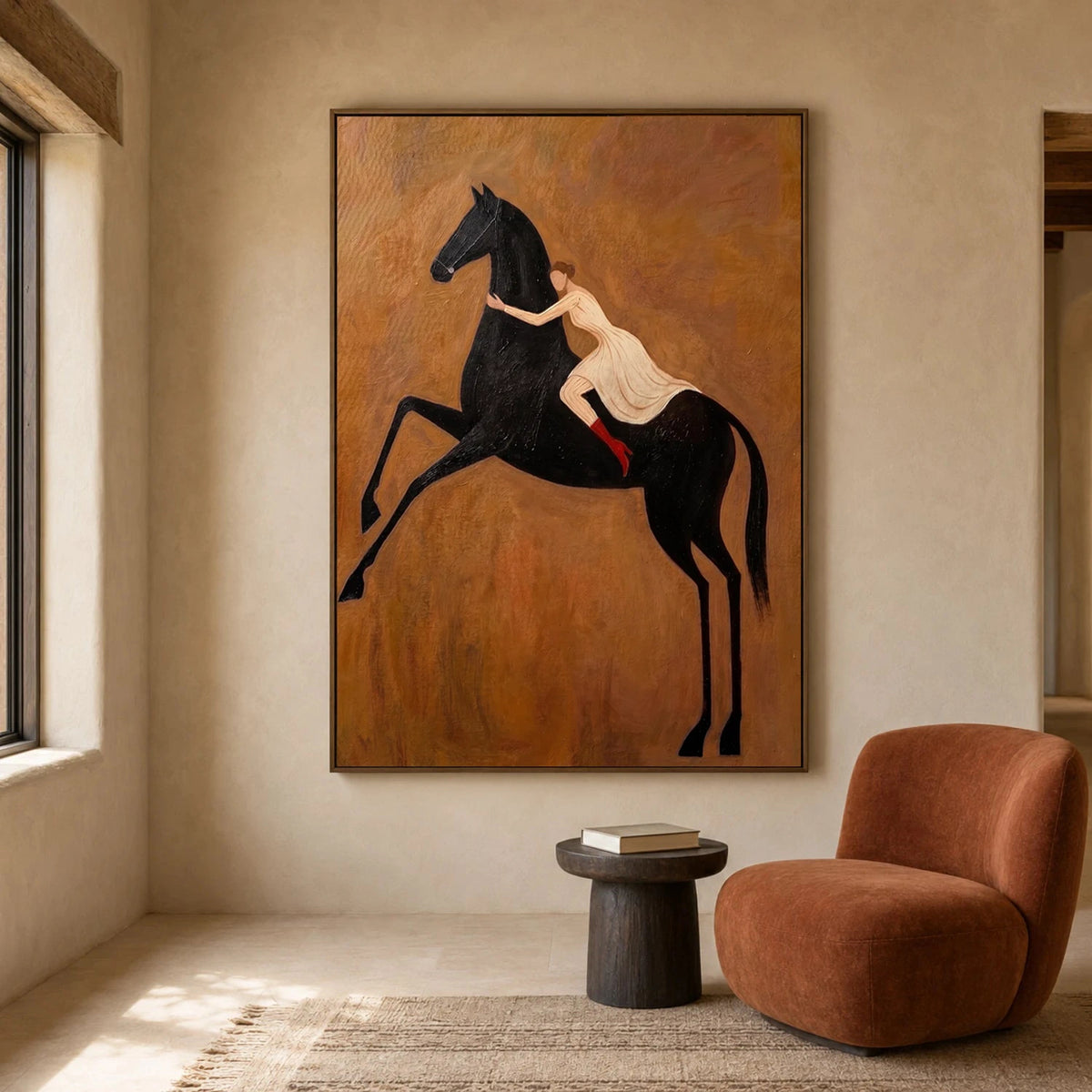 Vintage Americana Art Romanticism Black Horse #VA109