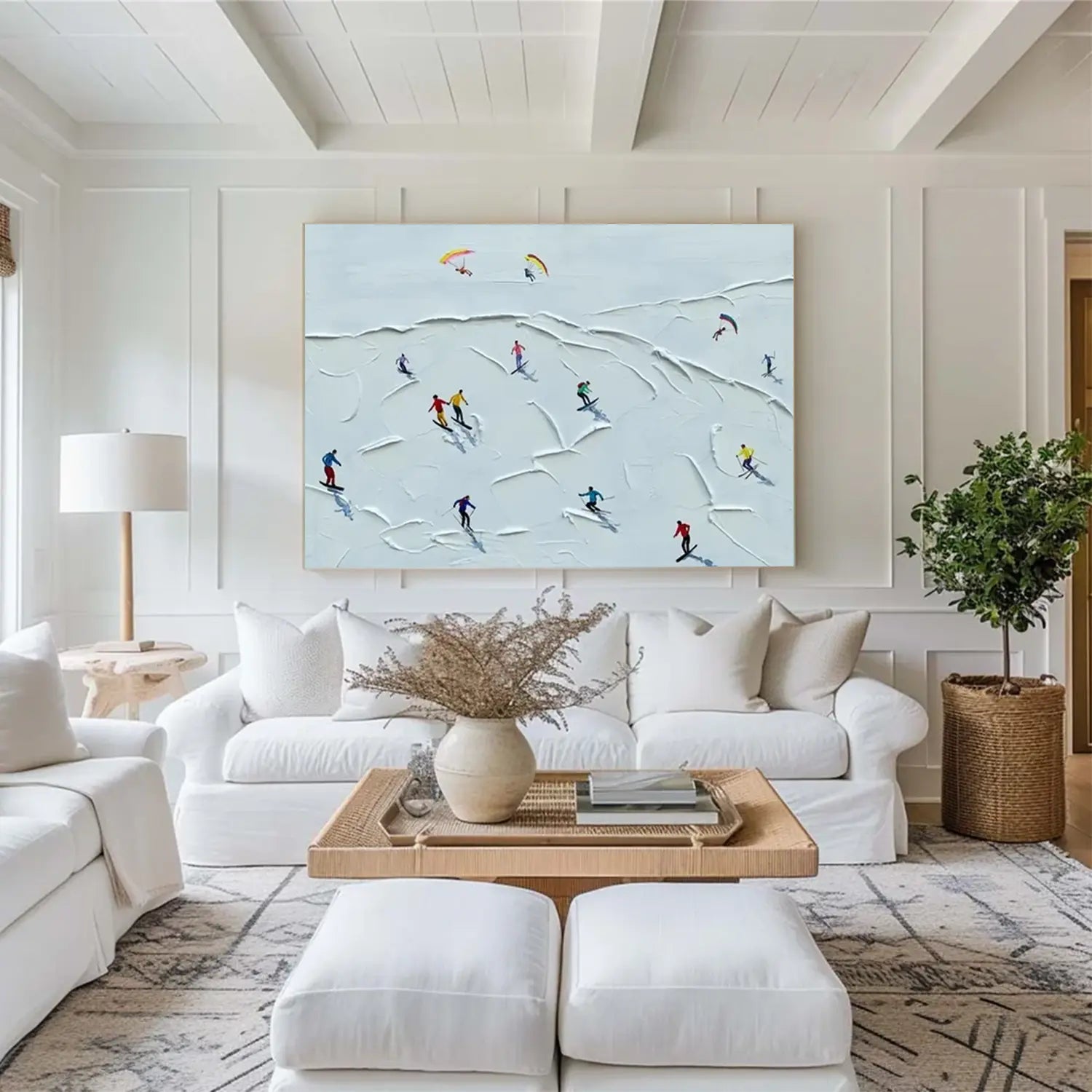 Skiing Sports Textured Wall Art #SC015