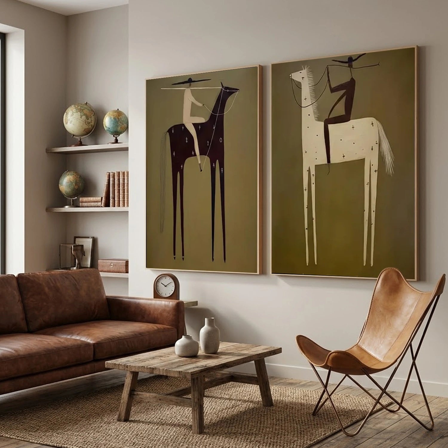 Vintage Americana Art | Green Duality Riders
