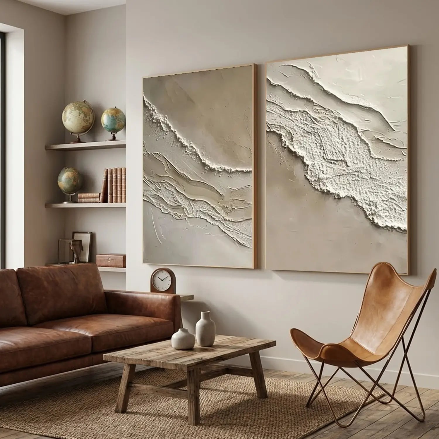 Ocean Textured Painting Canvas Set of 2