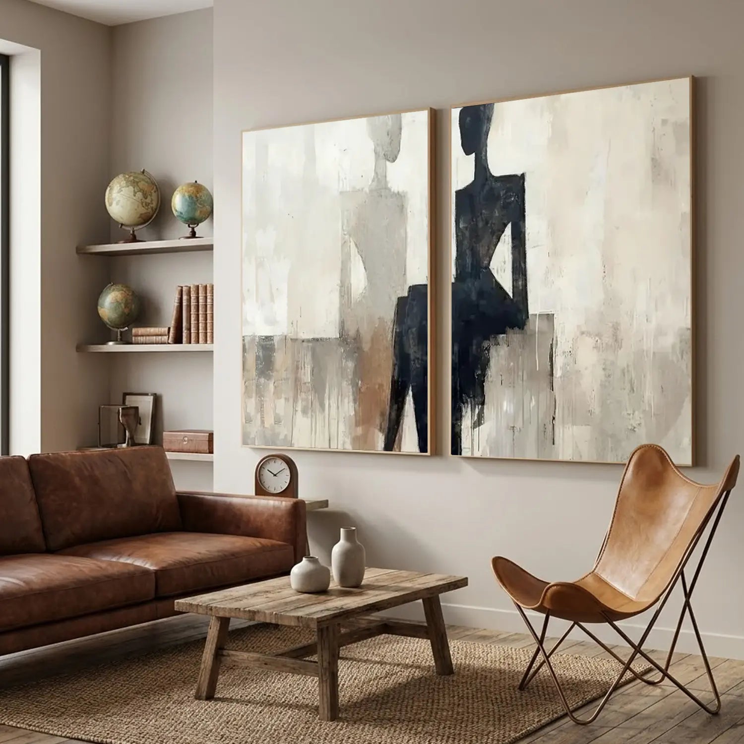 Contemporary Abstract Minimalist Set of 2 Wall Art