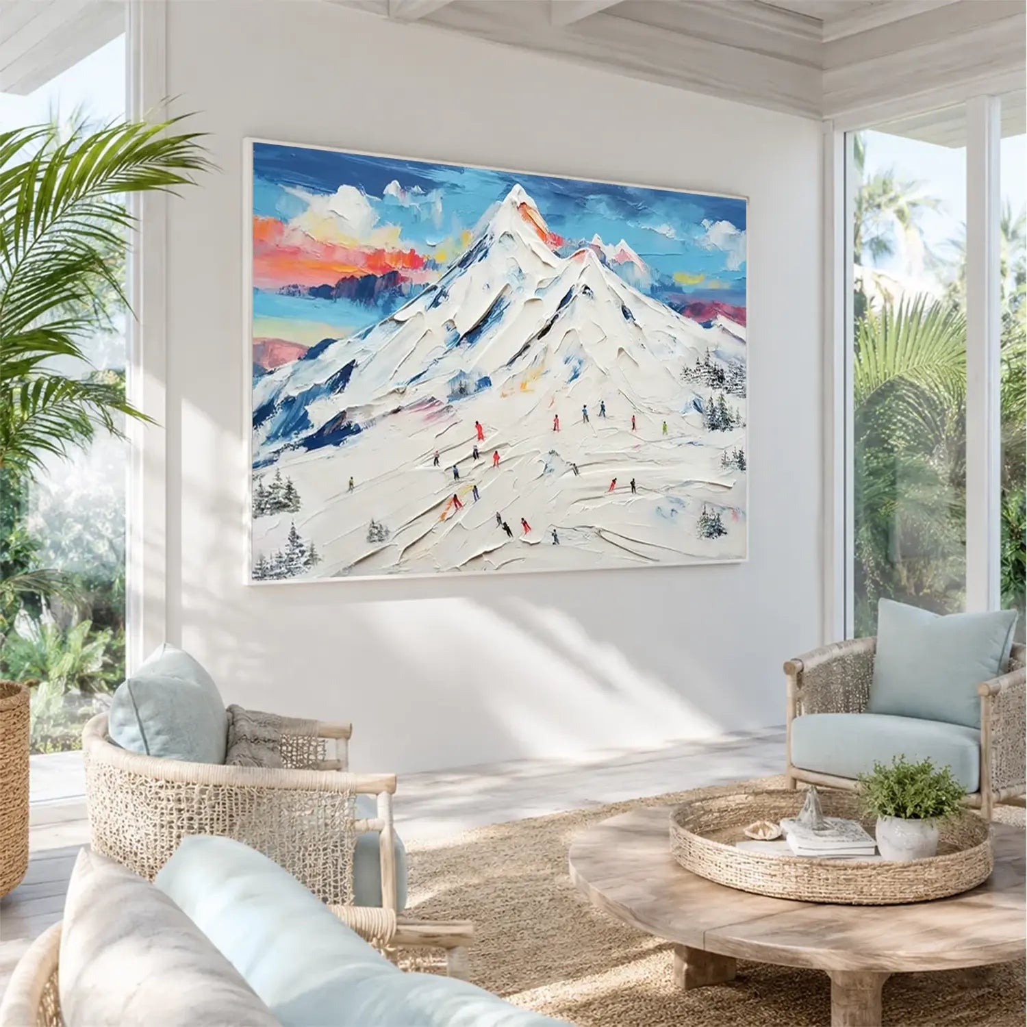 Skiing Sports Textured Wall Art #SC023