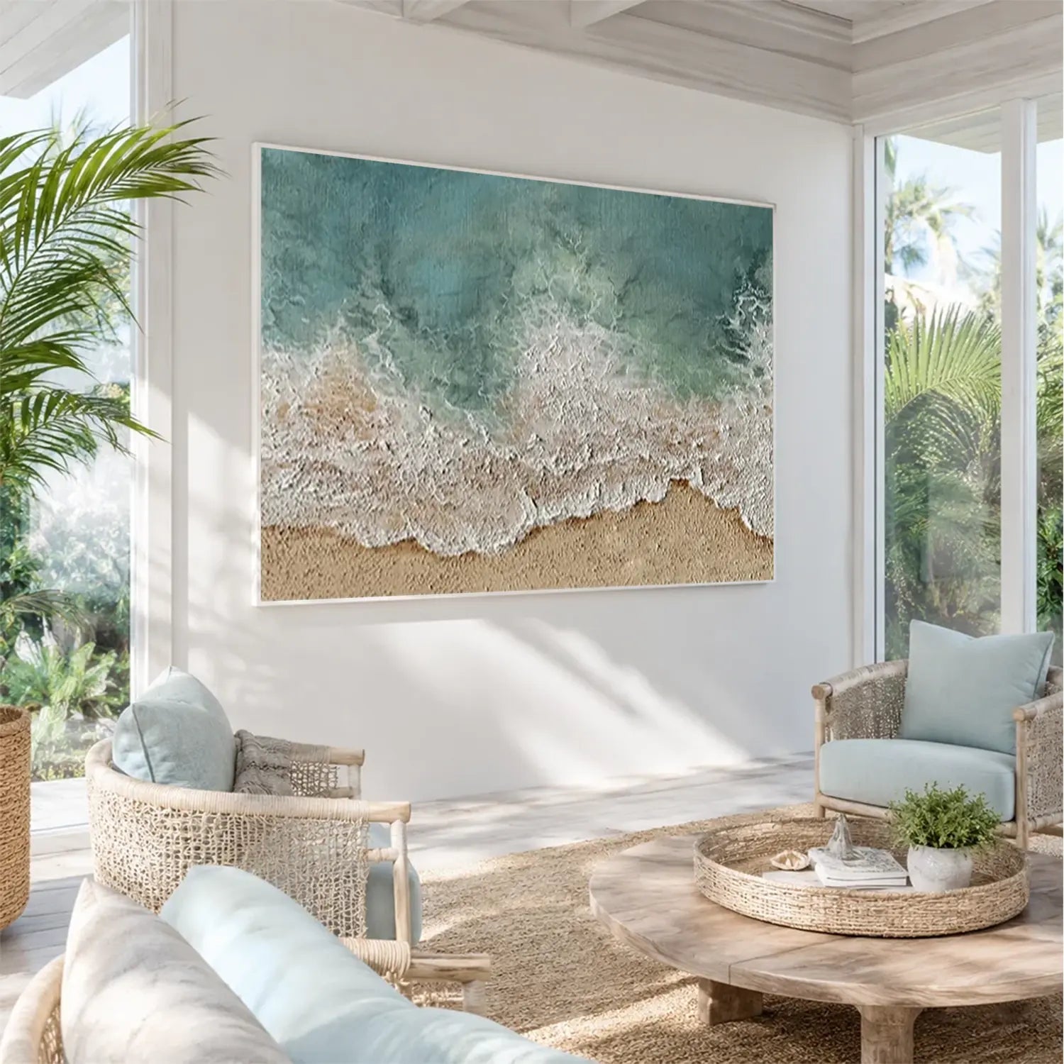 Ocean And Sky Textured Painting Canvas #OS052
