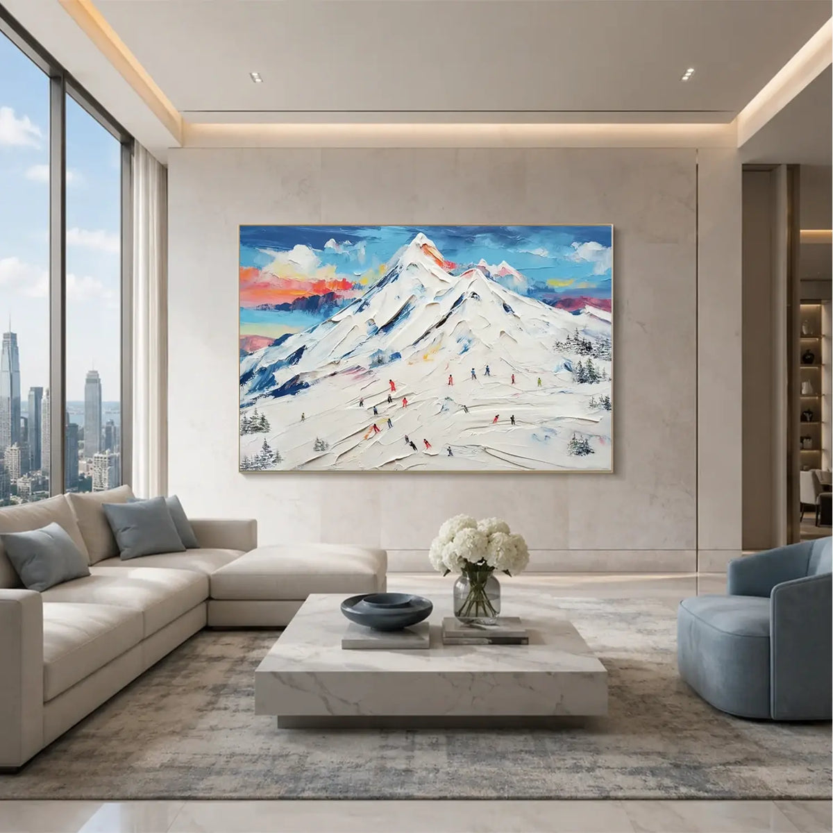 Skiing Sports Textured Wall Art #SC023