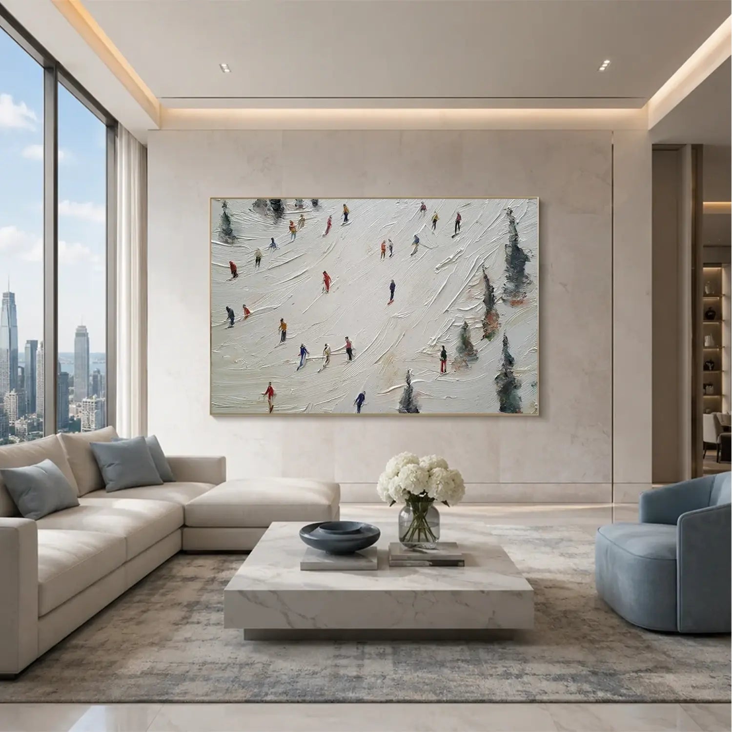 Skiing Sports Textured Wall Art #SC021