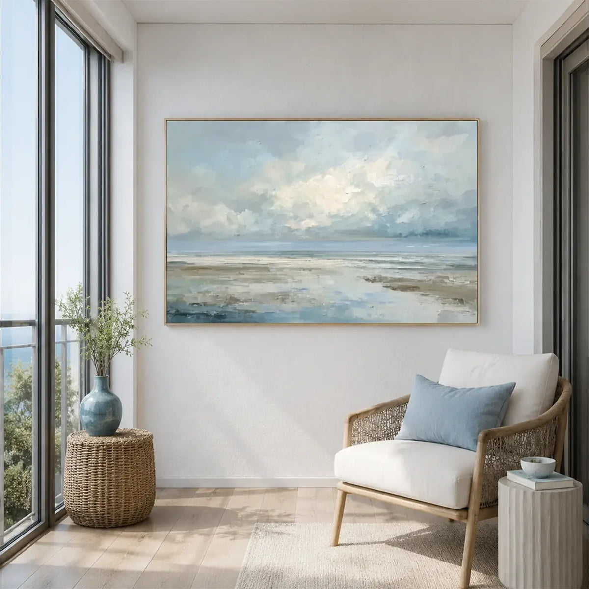 Ocean And Sky Abstract Textured Wall Art #OS081