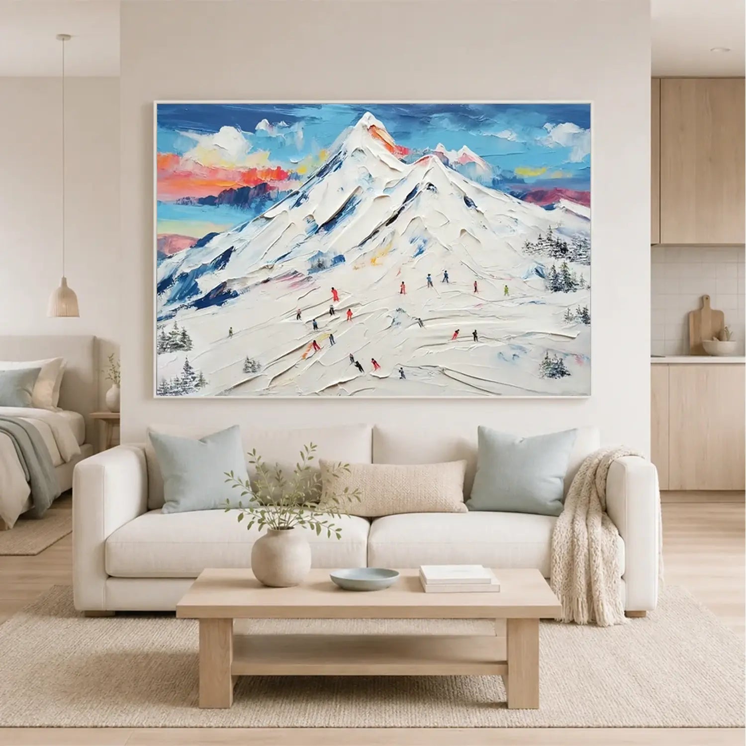 Skiing Sports Textured Wall Art #SC023