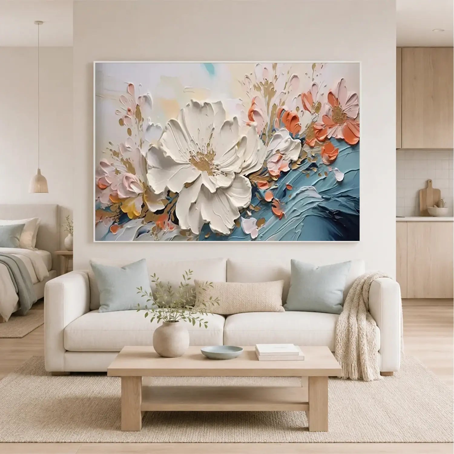 Colorful Flower Textured Painting Canvas #FT058