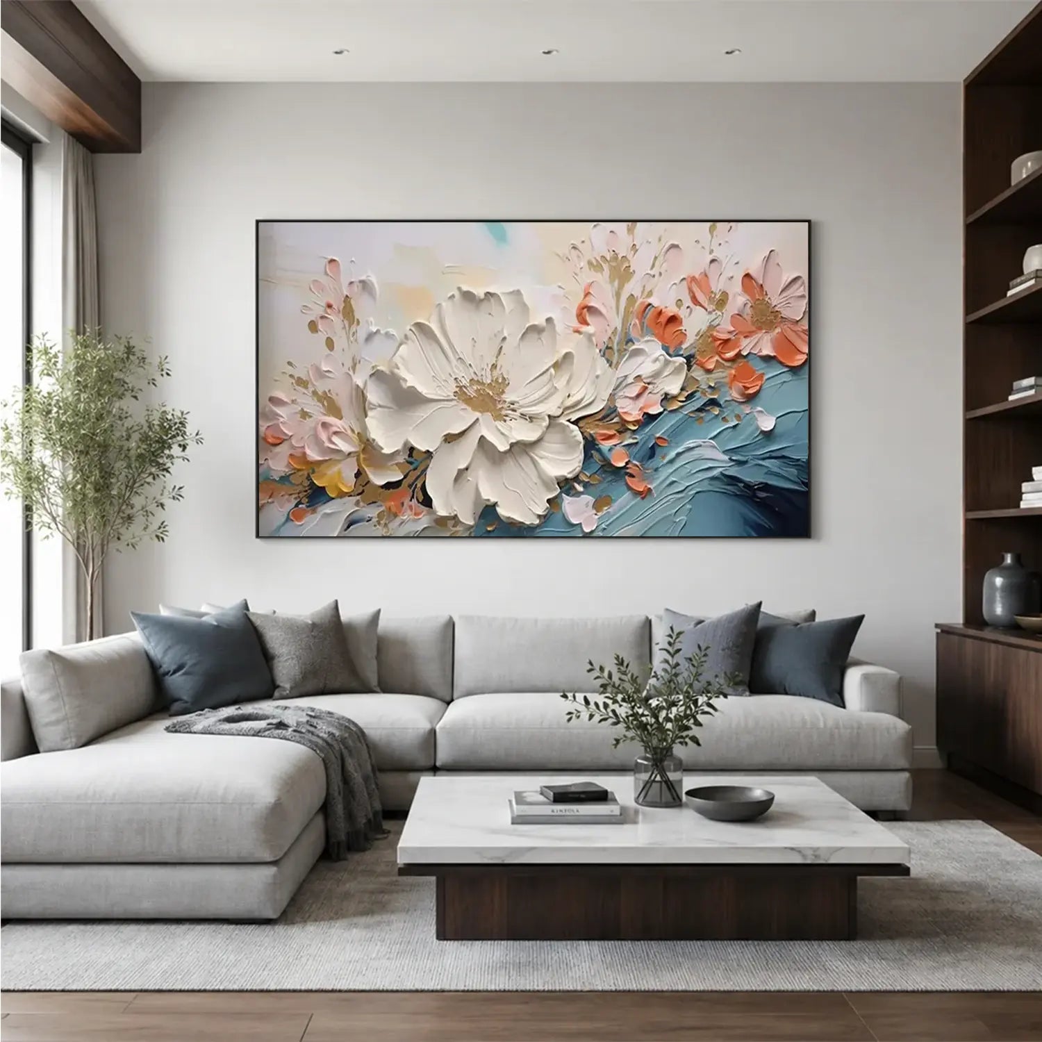 Colorful Flower Textured Painting Canvas #FT058