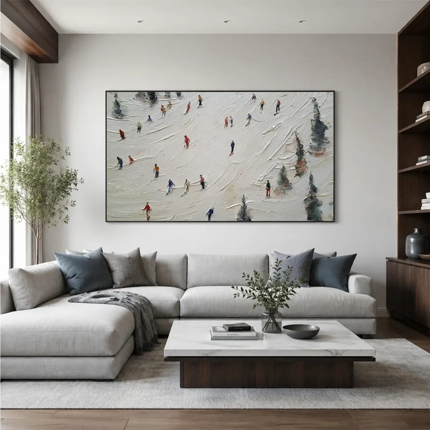 Skiing Sports Textured Wall Art #SC021