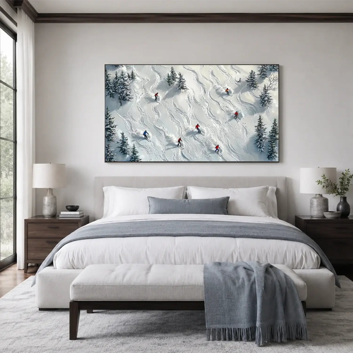 Skiing Sports Textured Wall Art #SC024