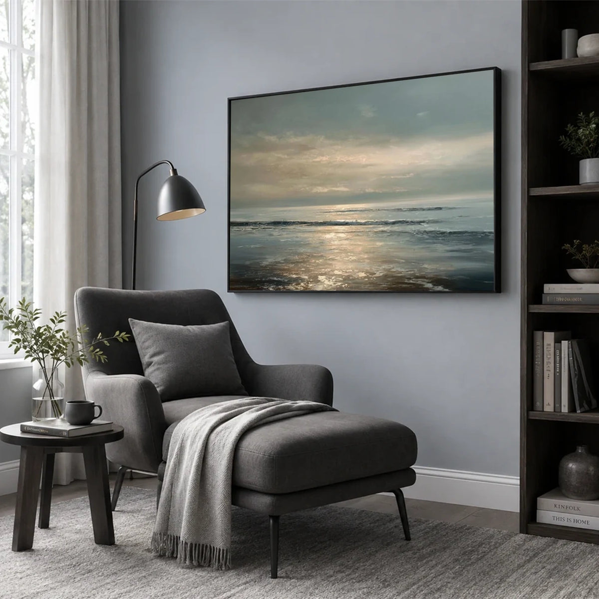 Abstract Ocean And Sky Canvas Art #OS065