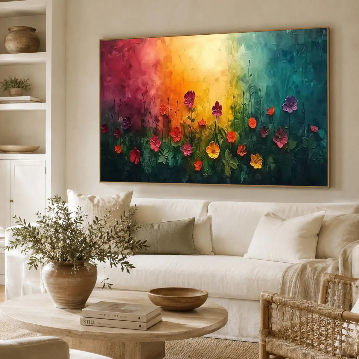 Colorful Flower Textured Canvas Art #FT069