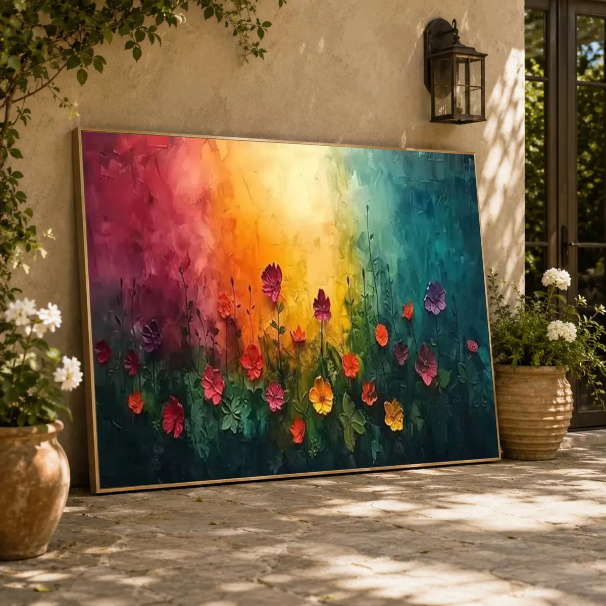 Colorful Flower Textured Canvas Art #FT069