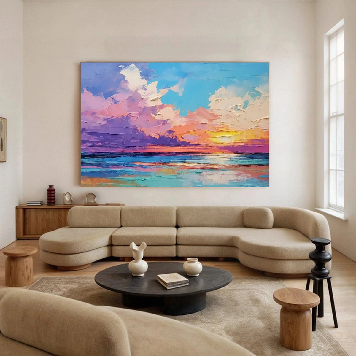 Abstract Ocean And Sky Canvas Art #OS064