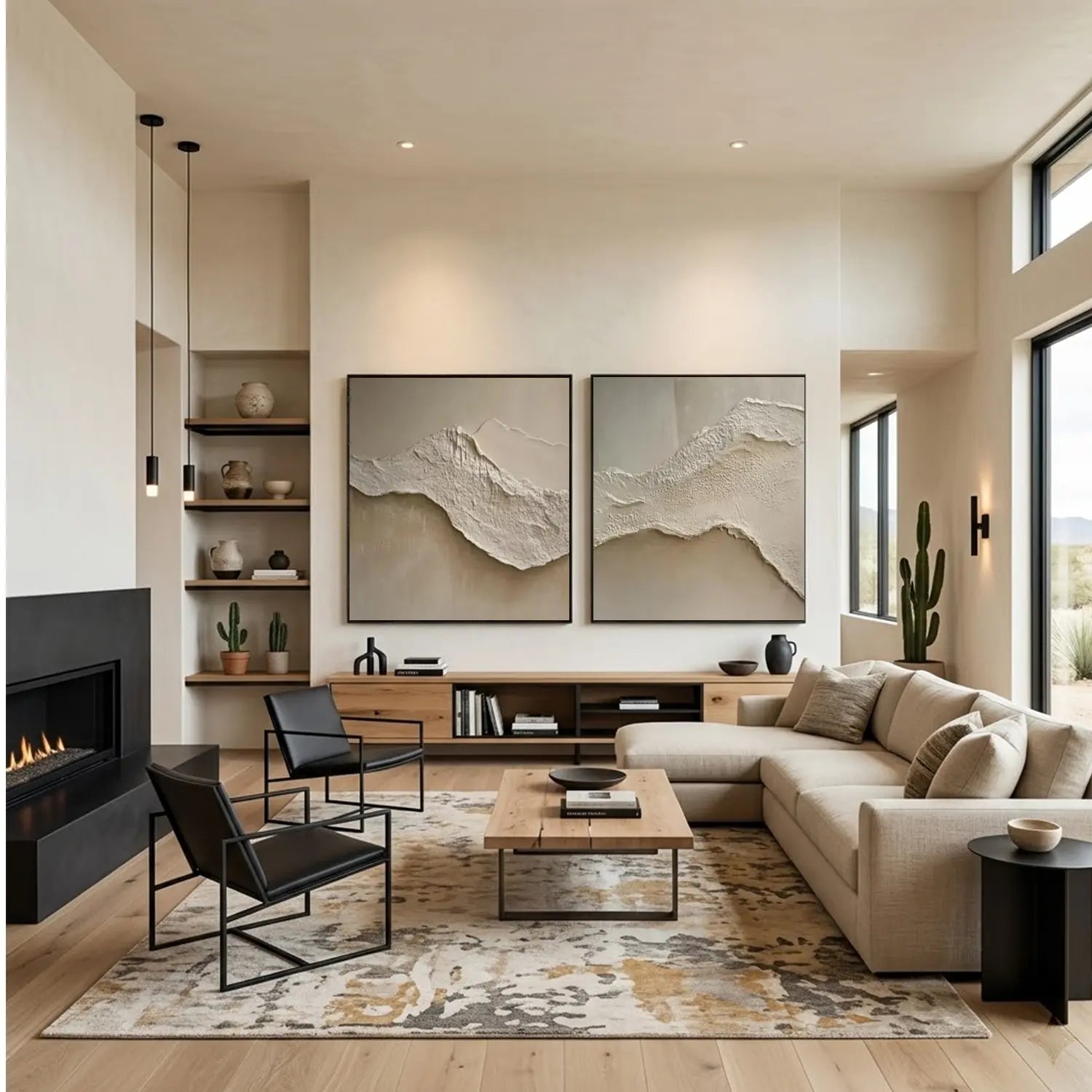 Ocean Abstract Textured Wall Art Set of 2