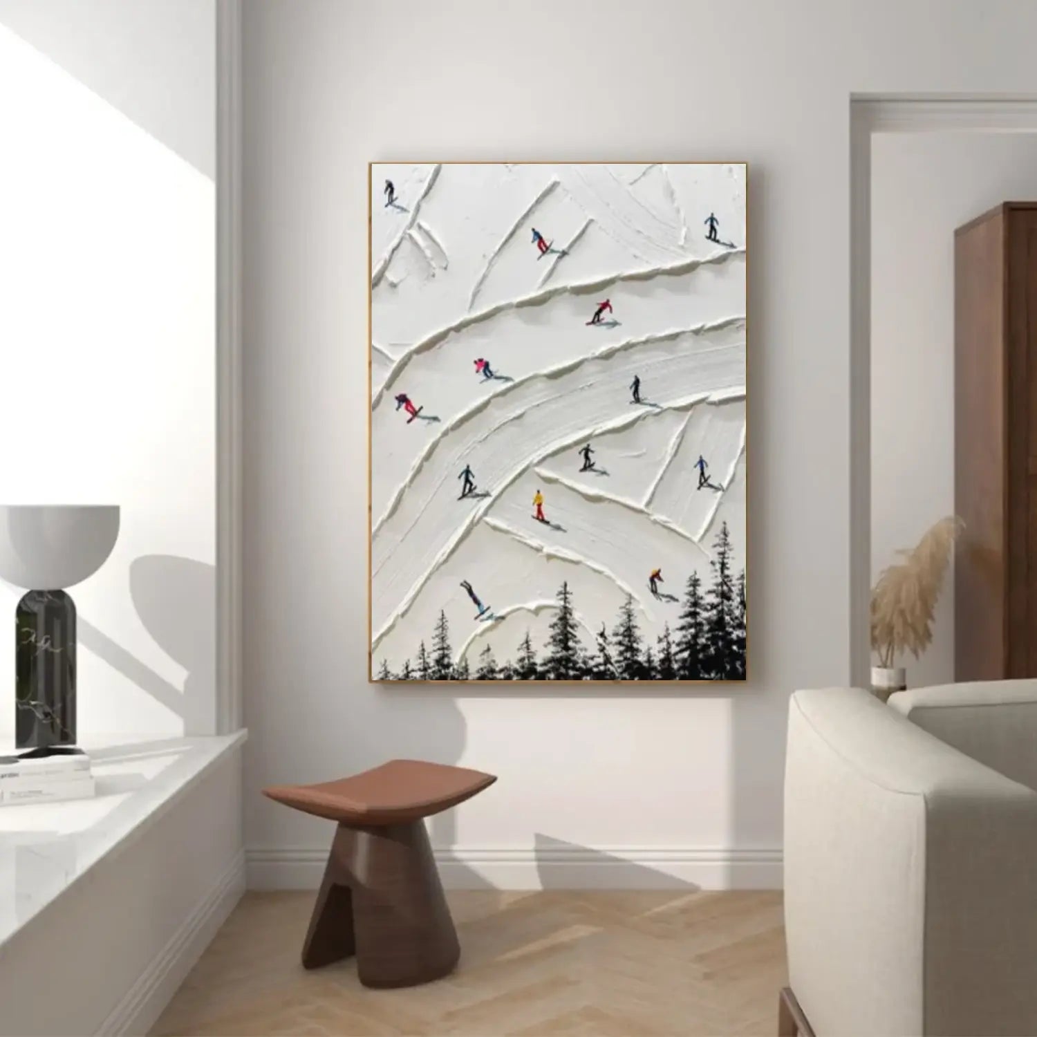 Skiing Sports Textured Wall Art #SC028