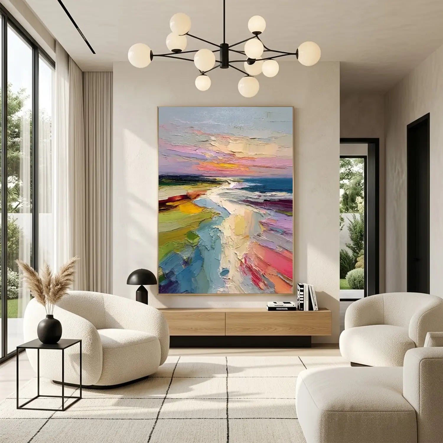 Colorful Ocean And Sky Abstract Textured Wall Art