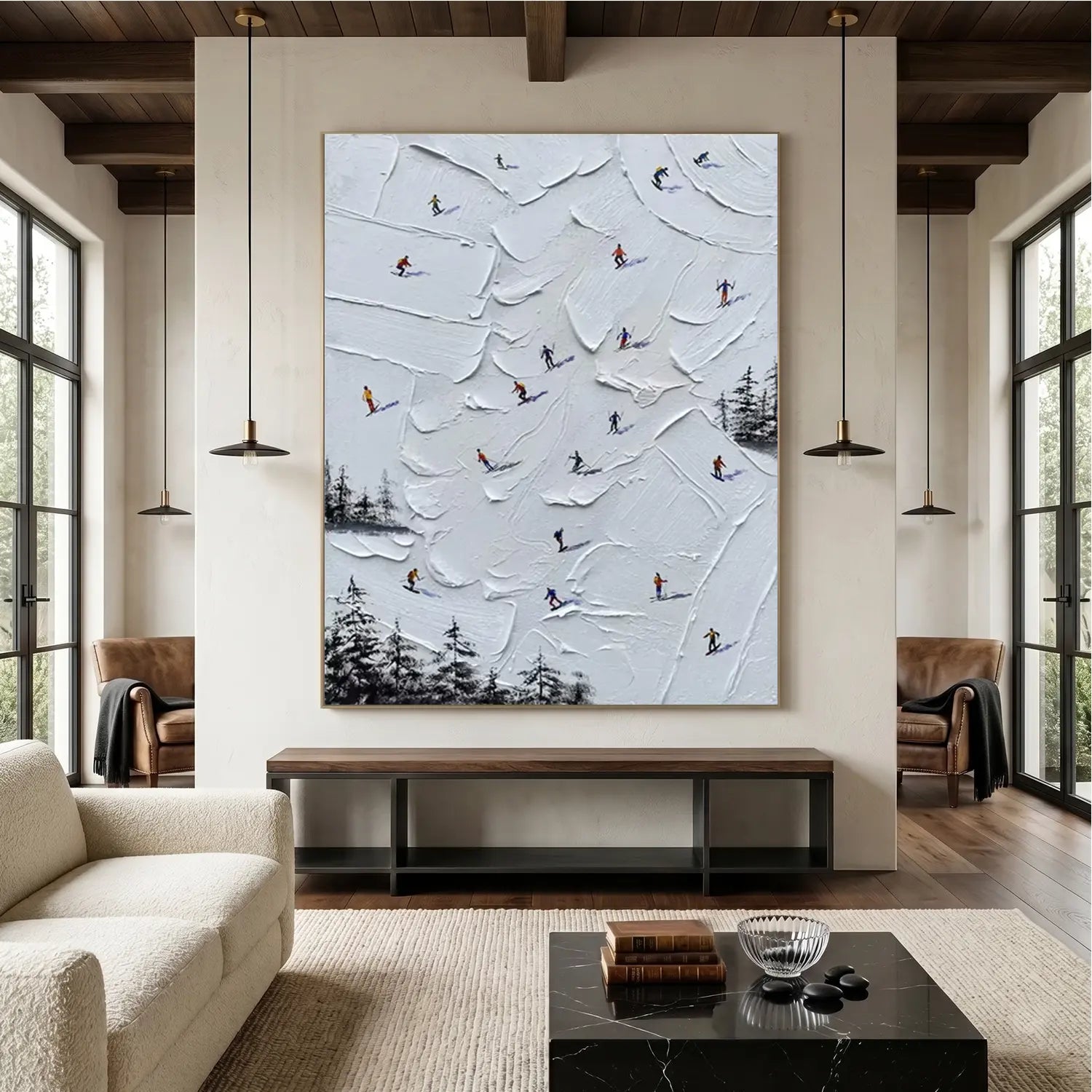 Skiing Sport Textured Wall Art