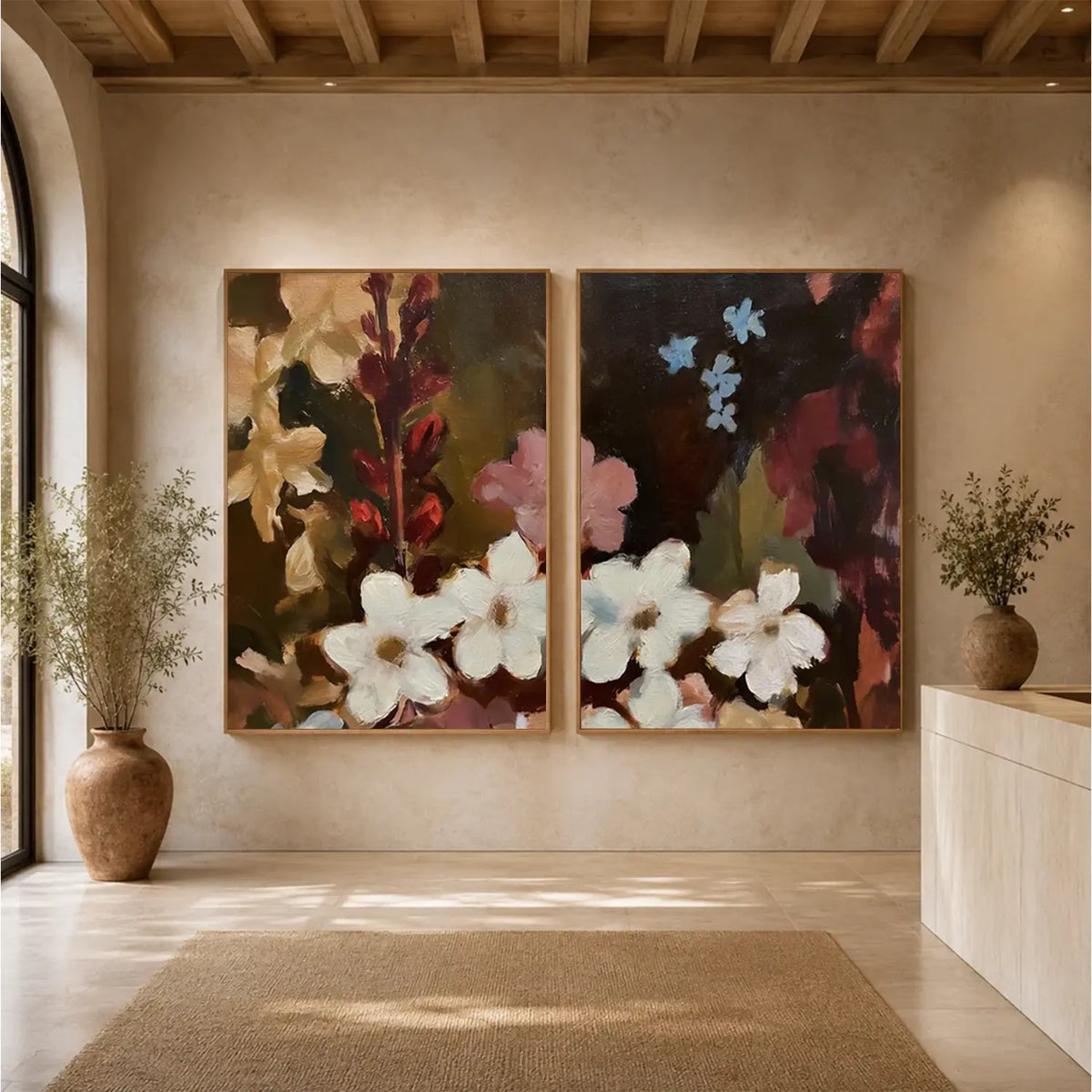 Flower Abstract Wall Art Set of 2 #FT042