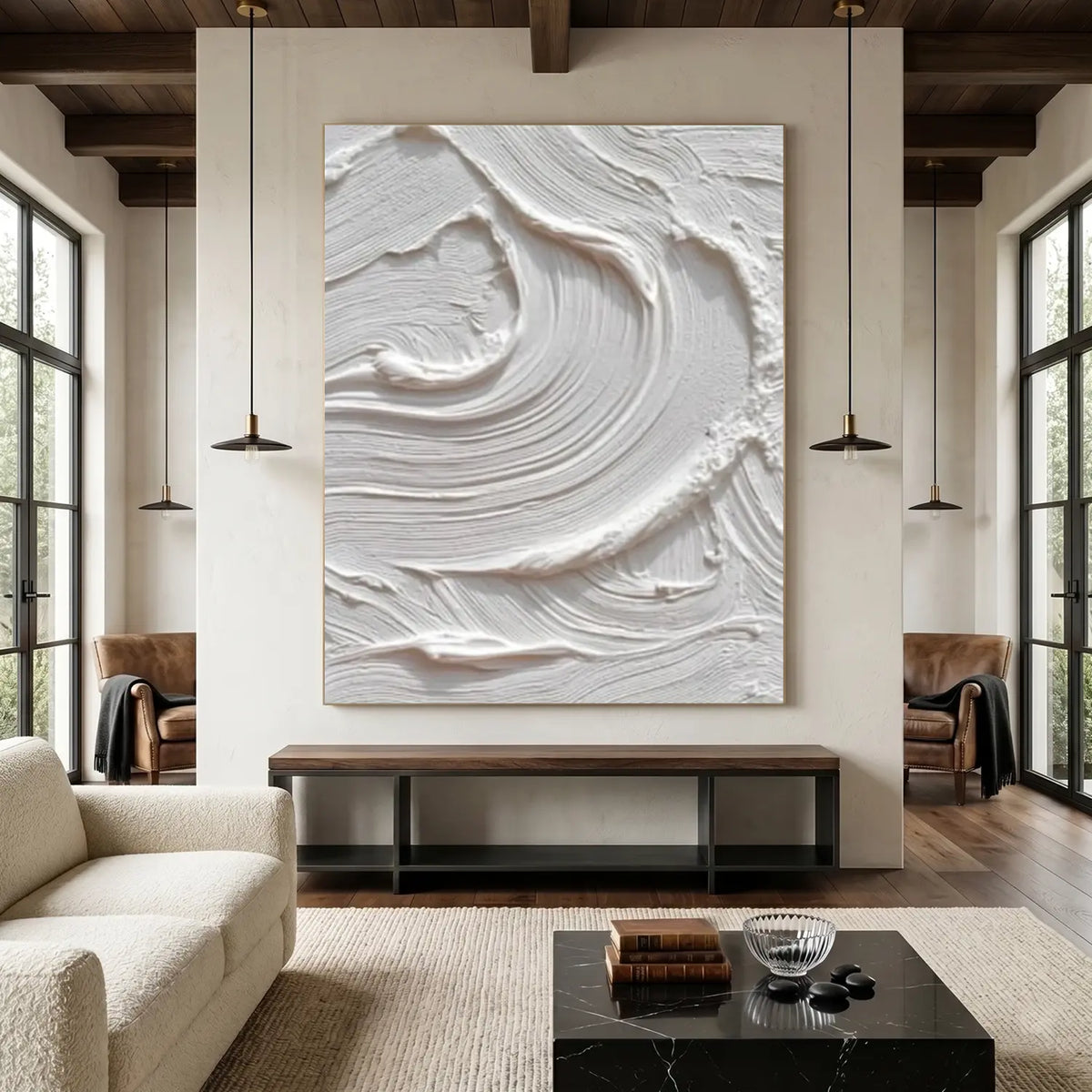 White Minimalist Textured Canvas Art #MW011