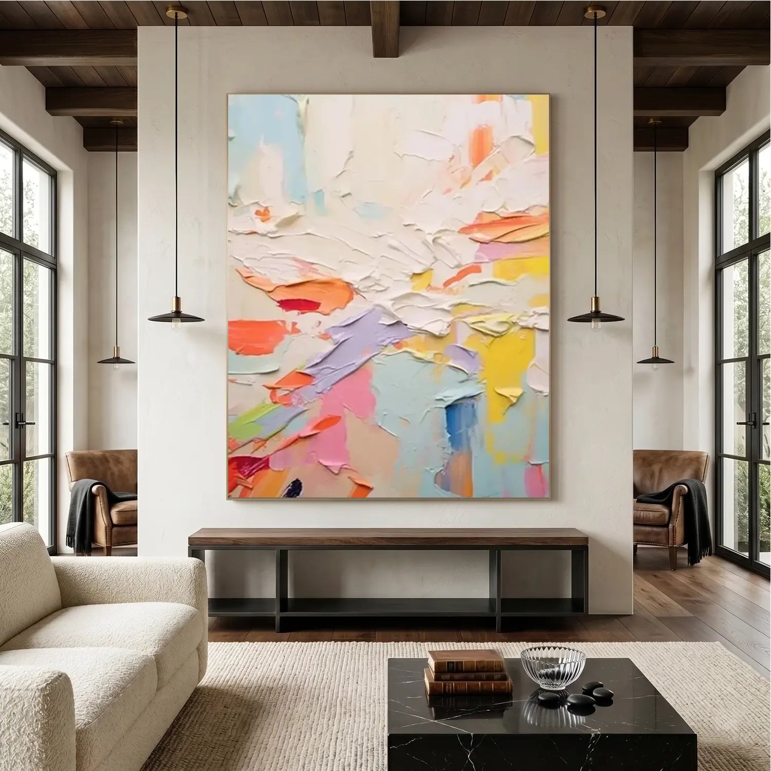 Colorful Abstract Textured Painting Canvas