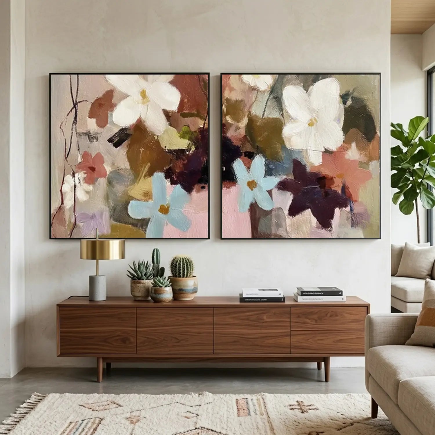 Flower Abstract Wall Art Set of 2 #FT041