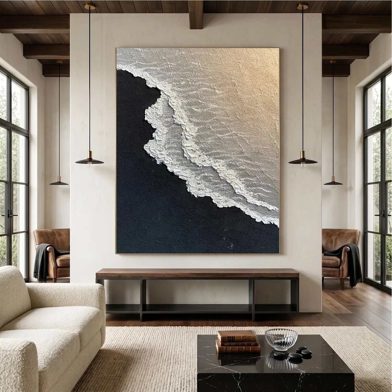 Ocean And Sky Abstract Textured Canvas Art