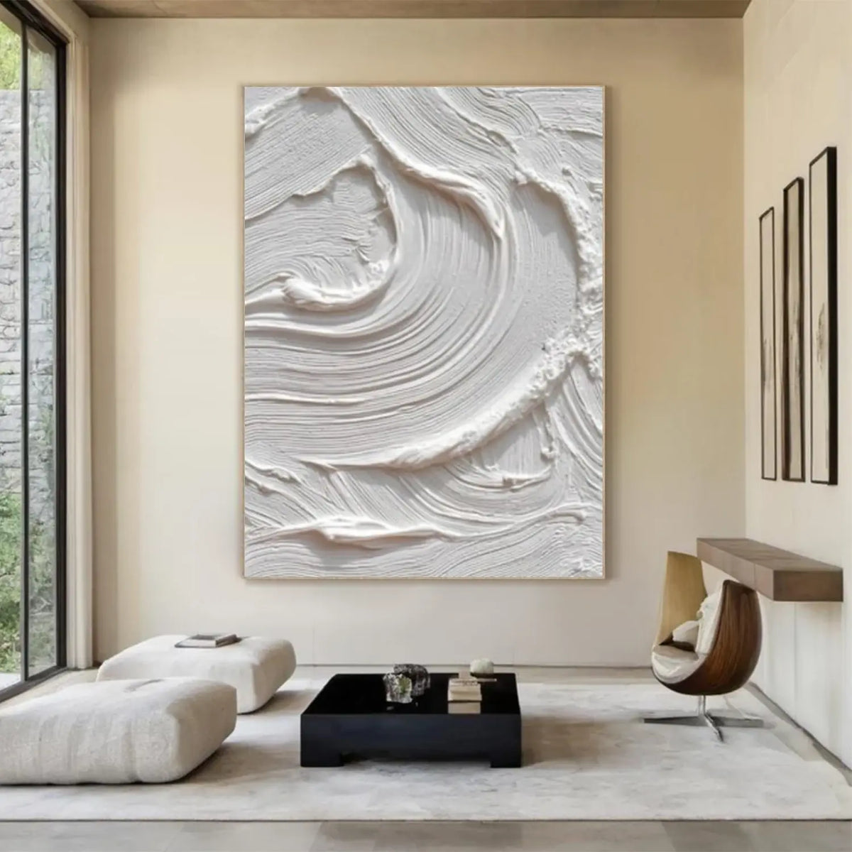 White Minimalist Textured Canvas Art #MW011