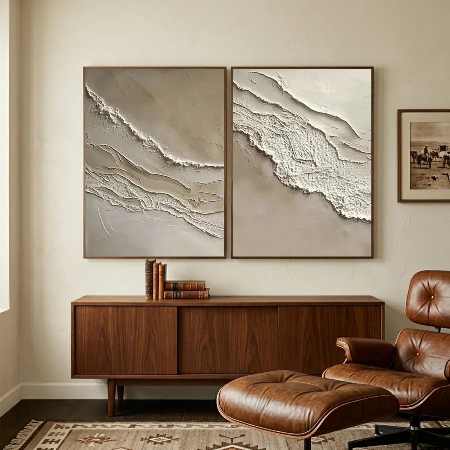 Ocean Textured Painting Canvas Set of 2
