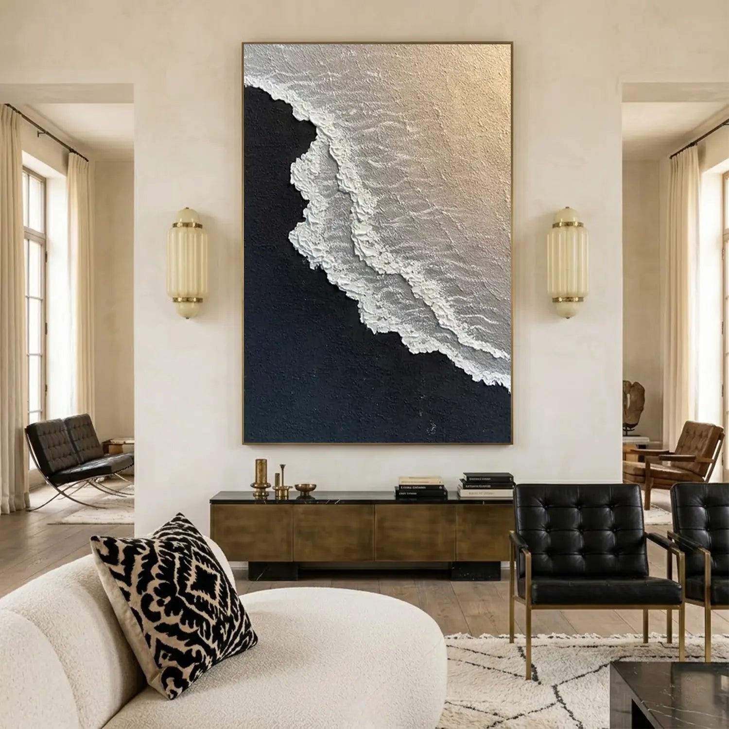 Ocean And Sky Abstract Textured Canvas Art