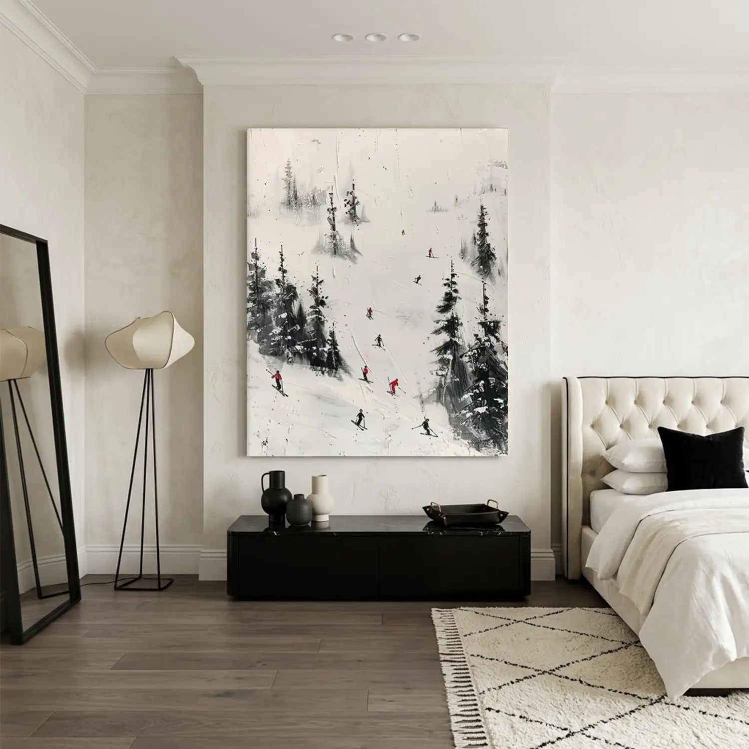 Skiing Sport Art Textured Painting Canvas