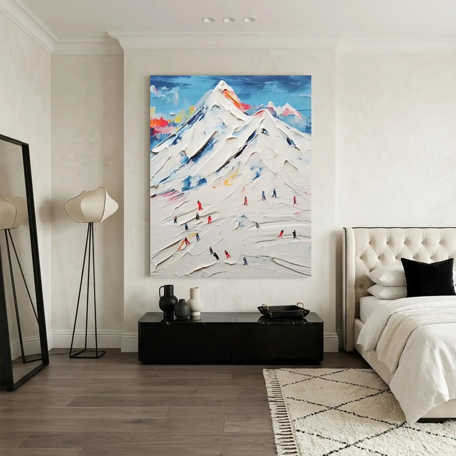 Skiing Sports Textured Painting Canvas