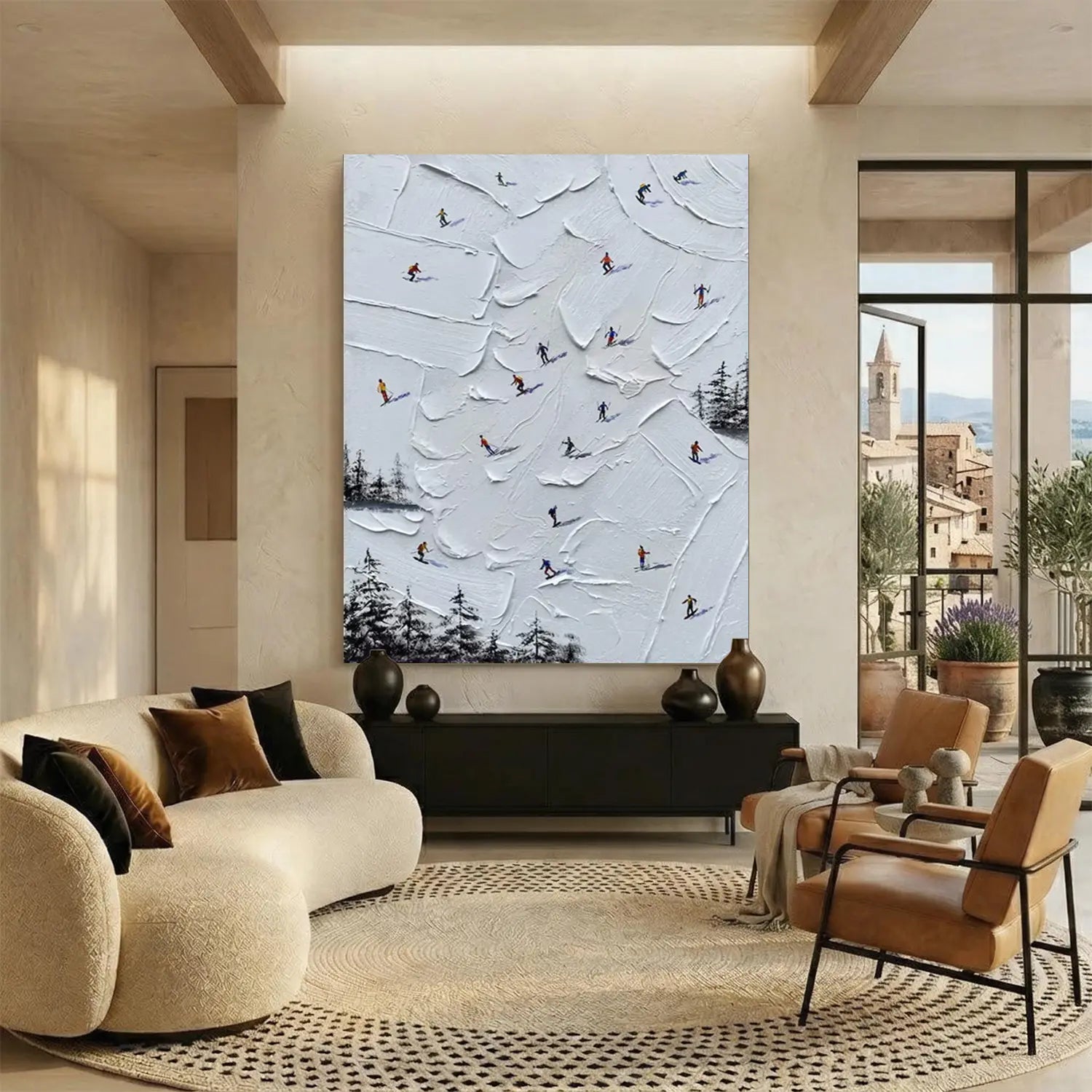 Skiing Sport Textured Wall Art