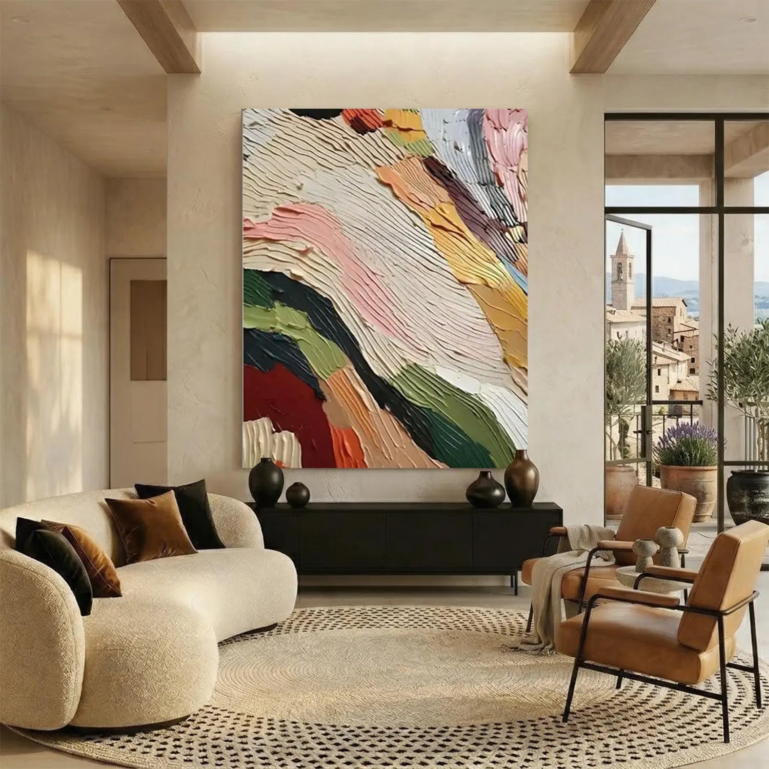 Colorful Abstract Textured Painting Canvas