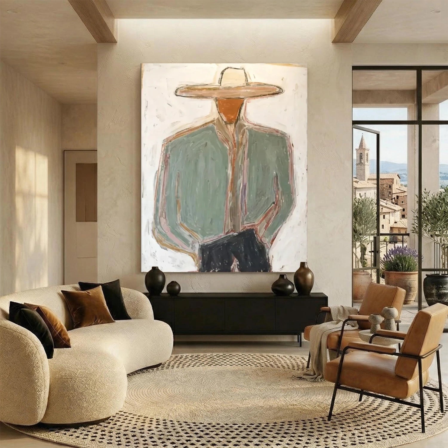 Vintage Americana Art | Minimal Cowboy Figure