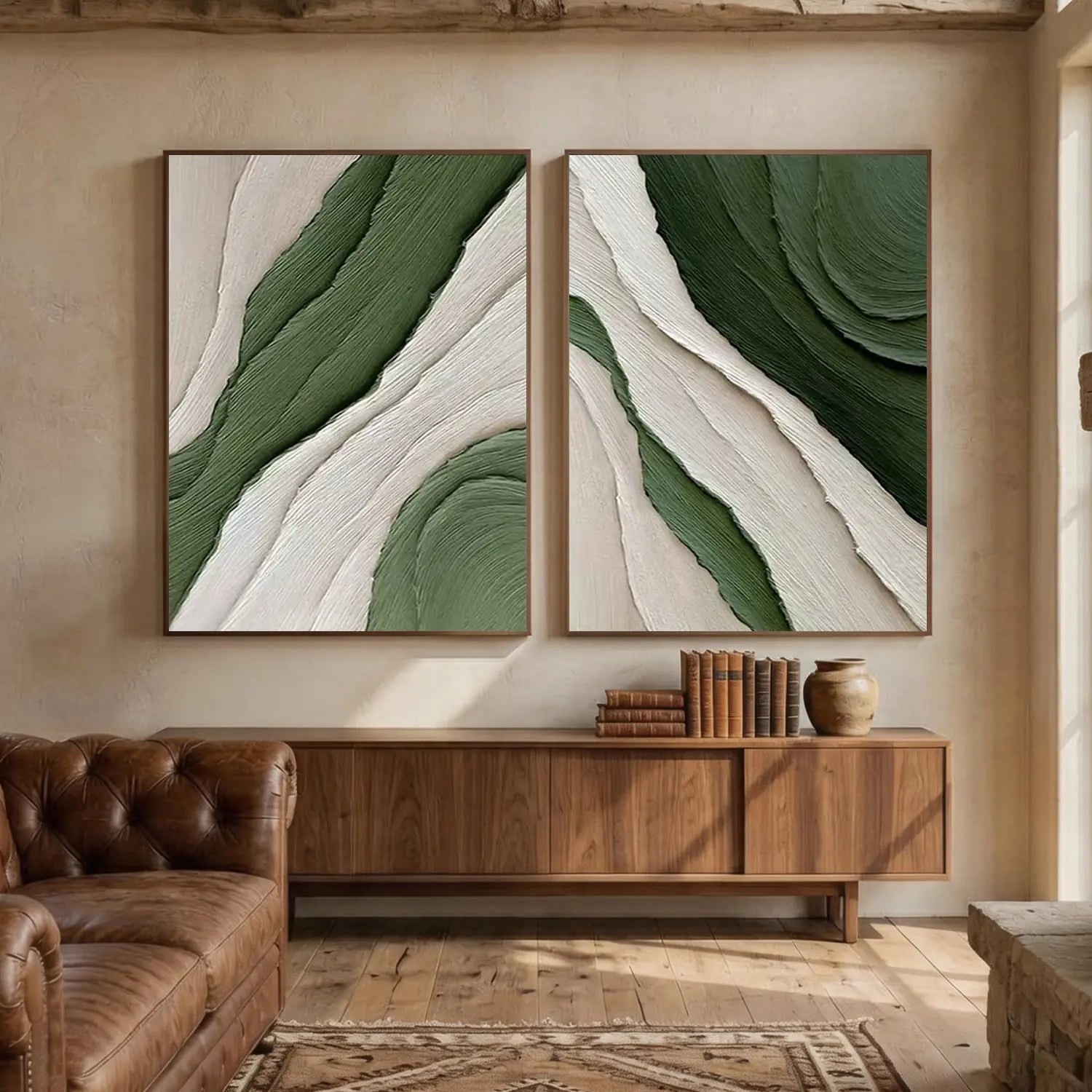 Blue & Green Abstract Set of 2