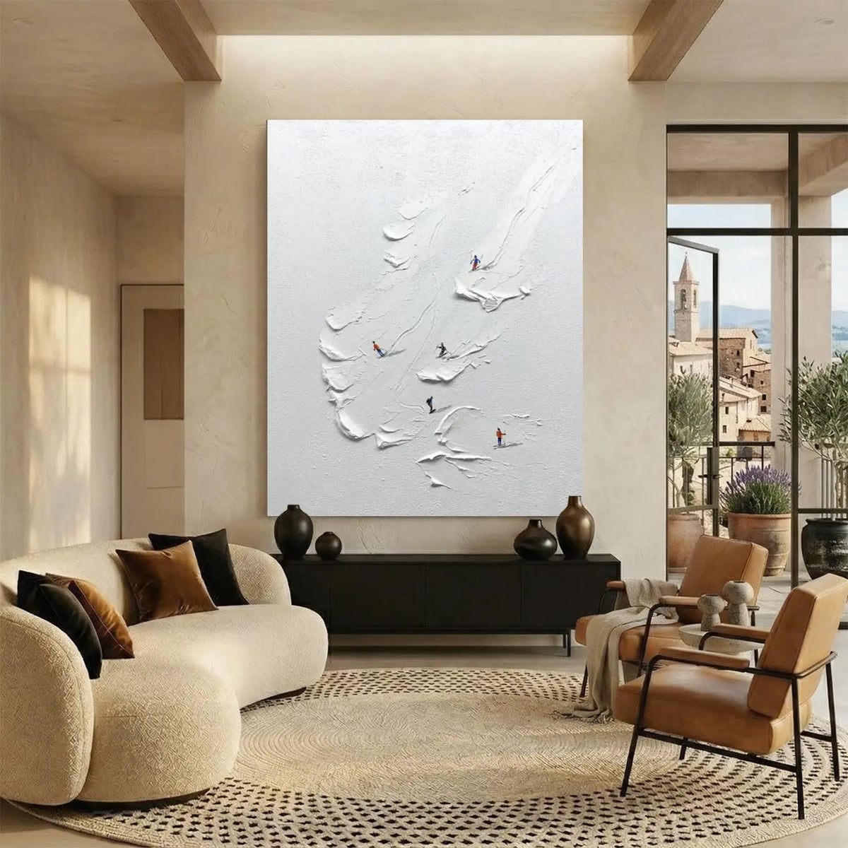 Skiing Sports Textured Wall Art #SC029