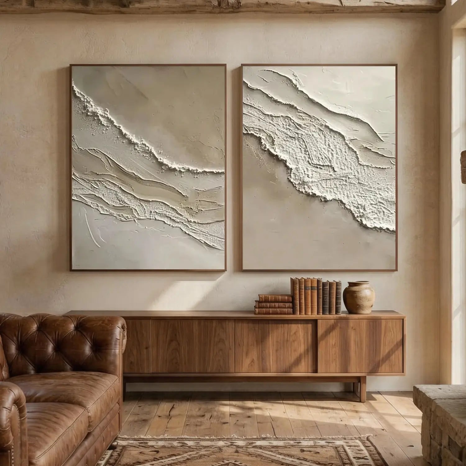 Ocean Textured Painting Canvas Set of 2