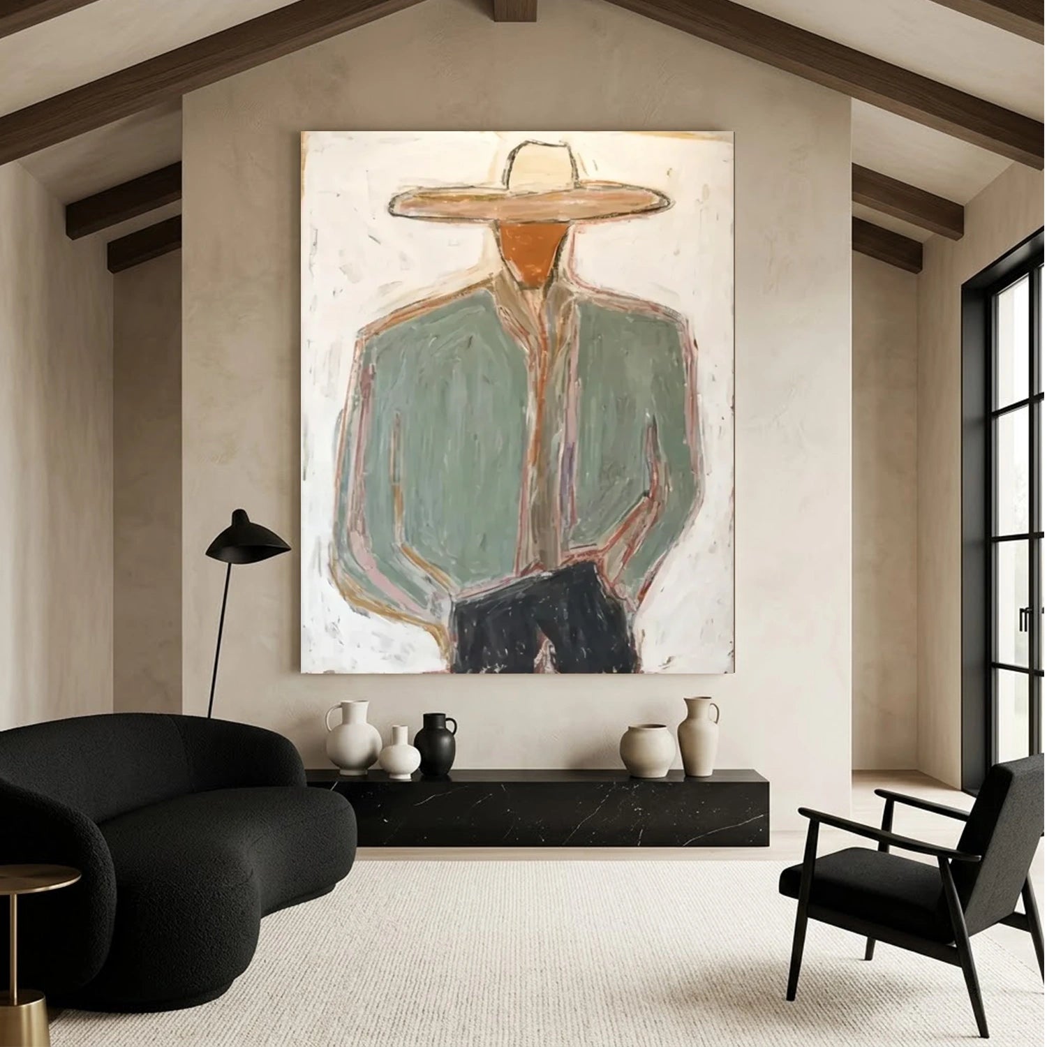 Vintage Americana Art | Minimal Cowboy Figure