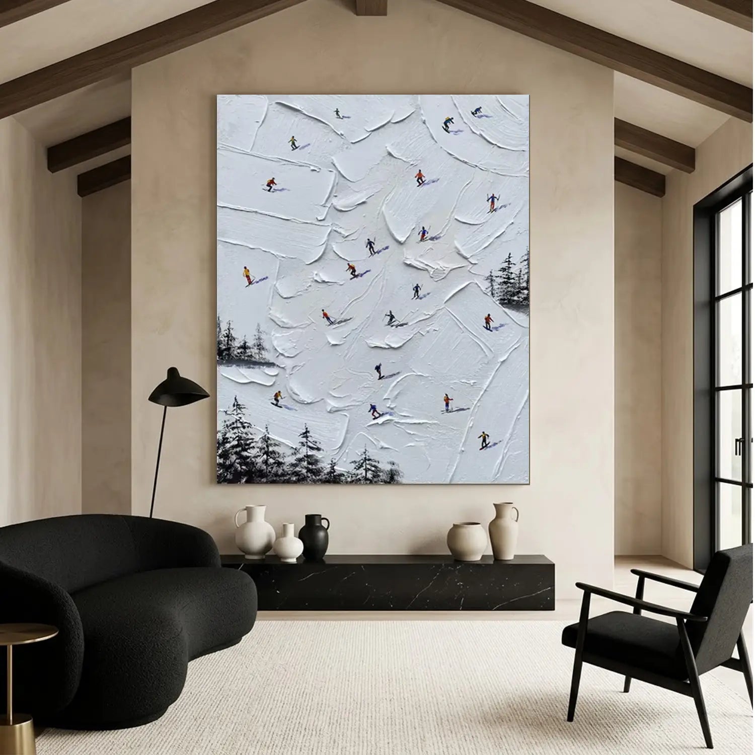 Skiing Sport Textured Wall Art