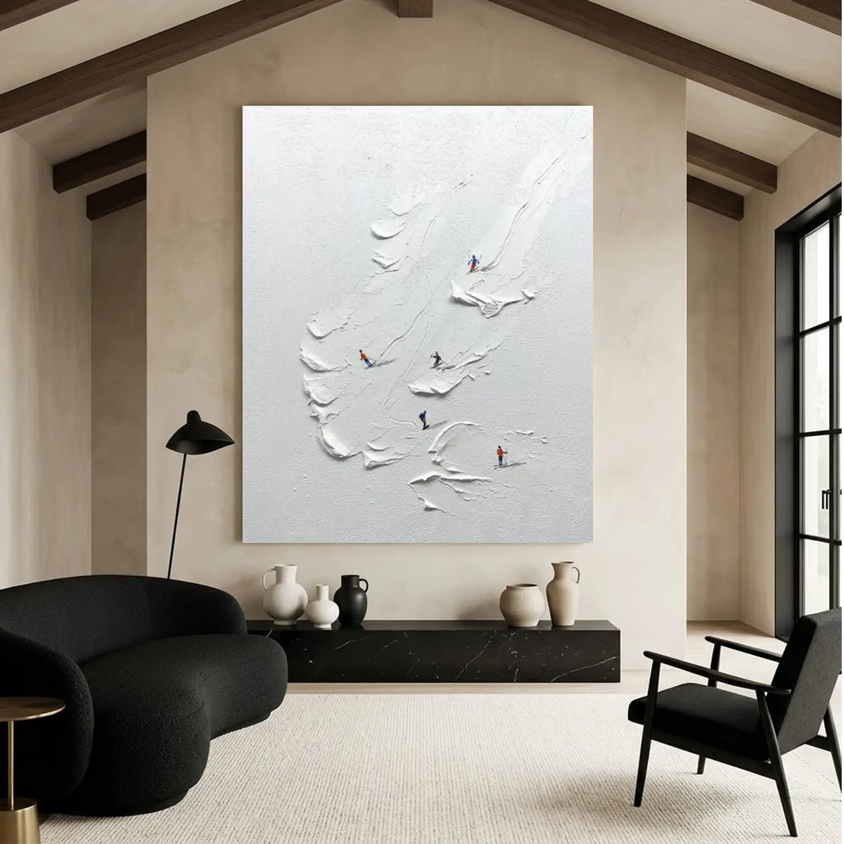 Skiing Sports Textured Wall Art #SC029