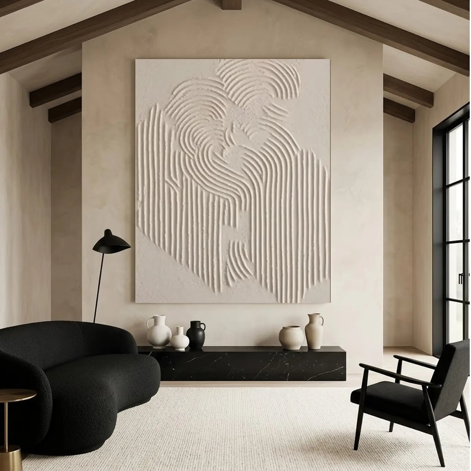Beige & Brown Abstract Textured Painting Canvas