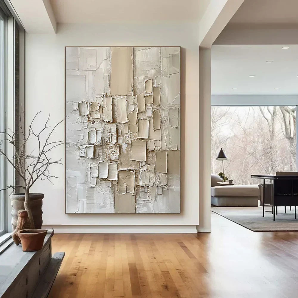 Beige Abstract Textured Wall Art #AB 477