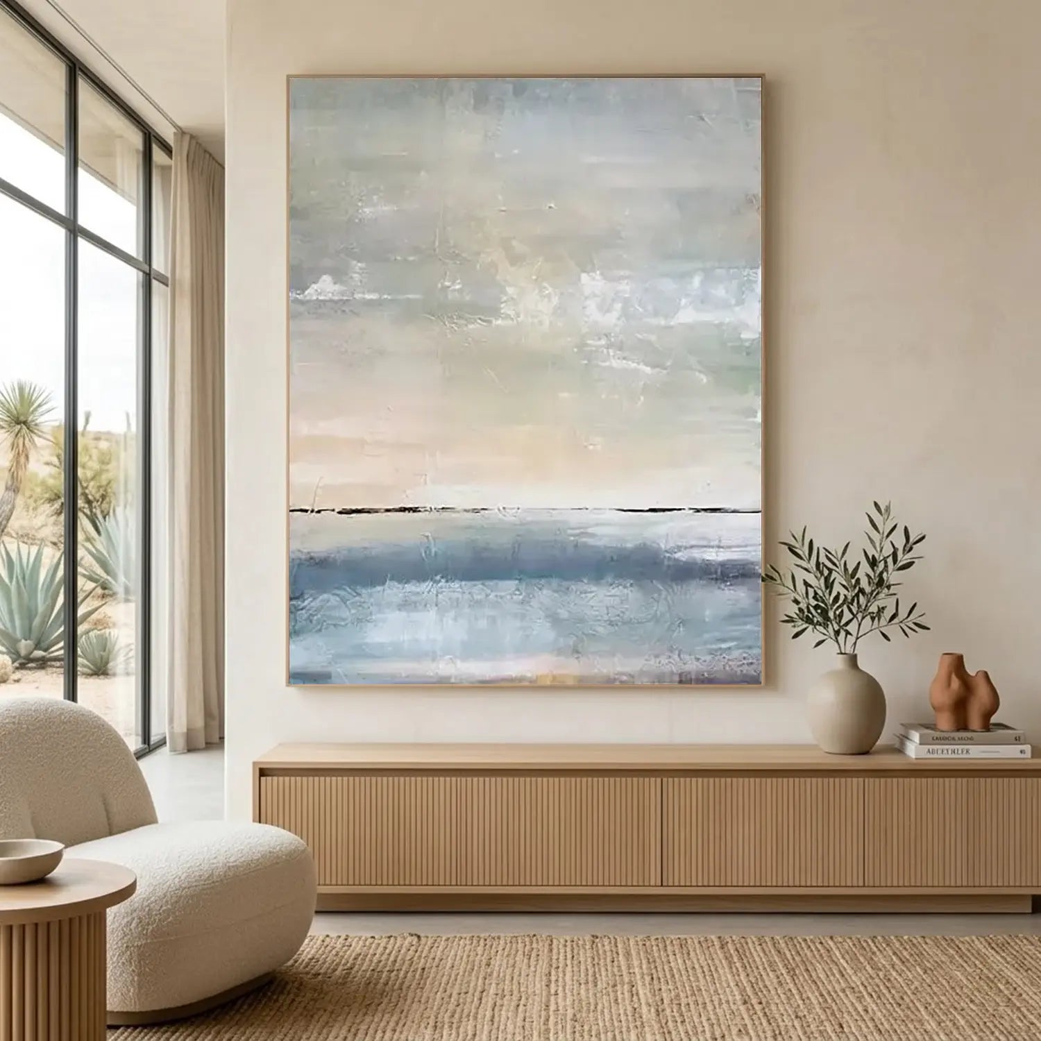 Ocean And Sky Textured Painting Canvas