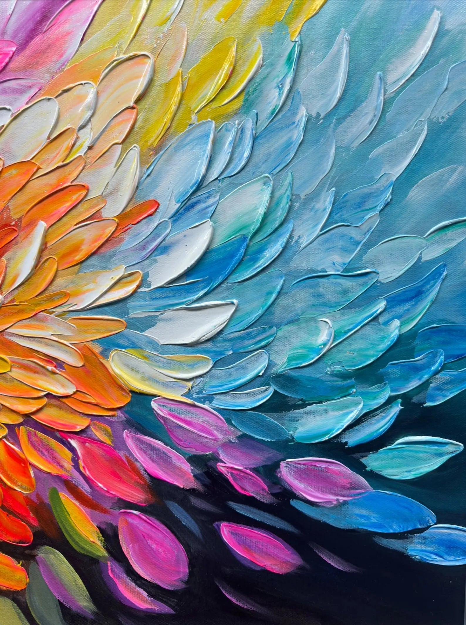 Colorful Abstract Textured Painting Canvas #AT067