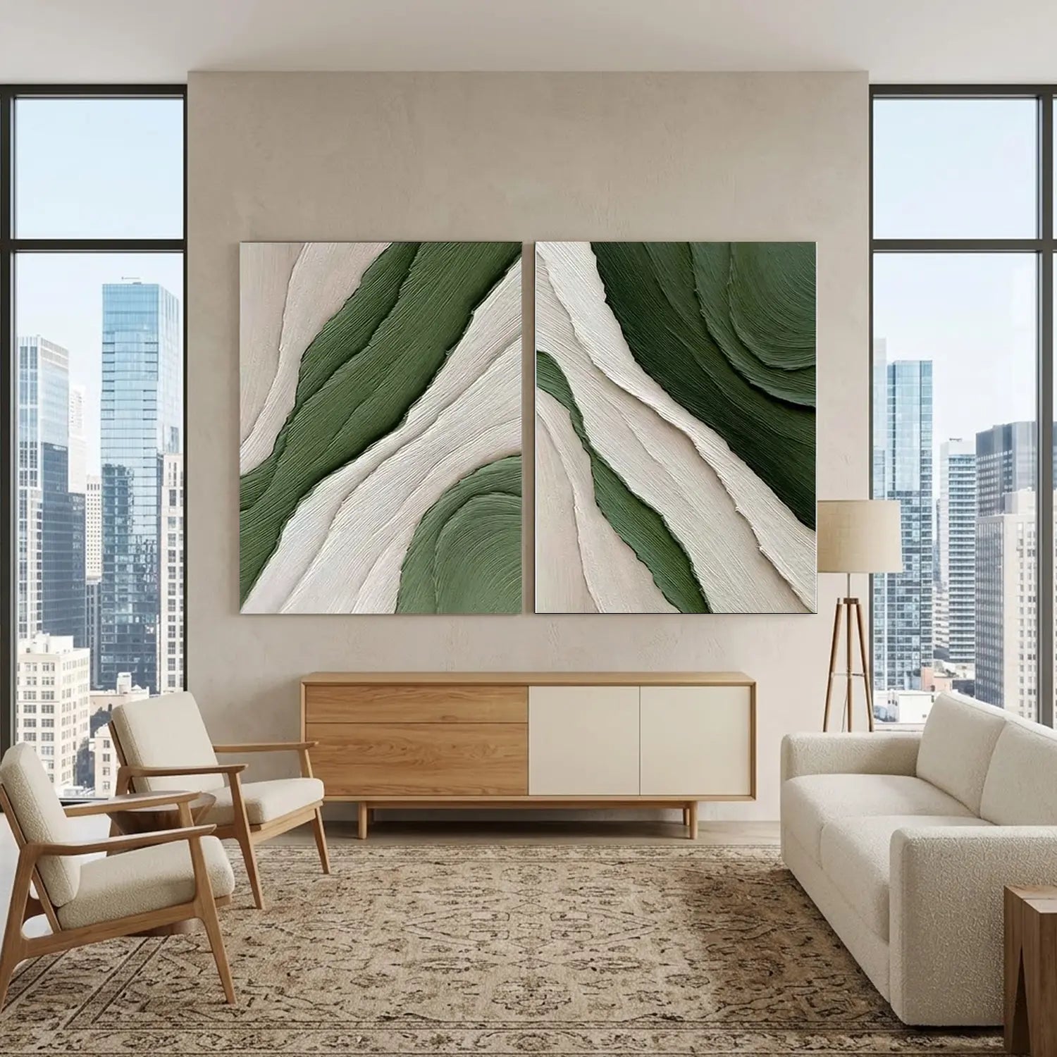 Blue & Green Abstract Set of 2
