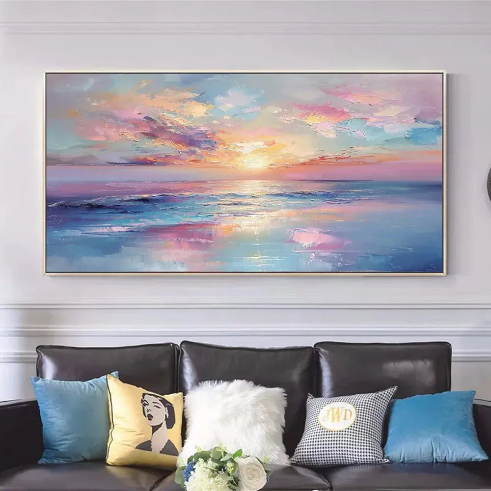 Colorful Ocean And Sky Textured Painting Canvas #OS006